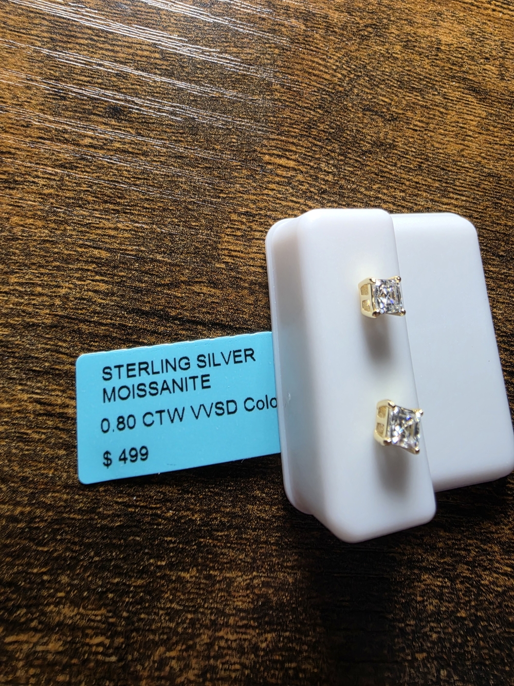 14k Gold Vermeil Moissanite Stud Earrings - 0.8 CTW VVSD PRINCESS CUT